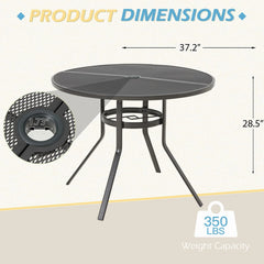 AECOJOY Metal Patio Table with 1.73" Umbrella Hole, Outdoor Round Dining Table