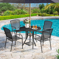 AECOJOY Metal Patio Table with 1.73" Umbrella Hole, Outdoor Round Dining Table