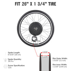 Yescom Electric Bike Conversion Kit 48V 1000W 26" Front Wheel E - Bike Conversion Kit Dual Mode Controller