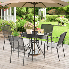AECOJOY Metal Patio Table with 1.73" Umbrella Hole, Outdoor Round Dining Table
