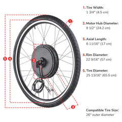 Yescom Electric Bike Conversion Kit 48V 1000W 26" Front Wheel E - Bike Conversion Kit Dual Mode Controller
