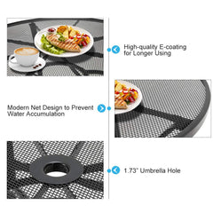 AECOJOY Metal Patio Table with 1.73" Umbrella Hole, Outdoor Round Dining Table