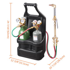 Yescom DOT Oxy Acetylene Torch Kit Gas Tank Brazing Welding Cutting Black Holder Gauge Portable Brass Nozzle Long Pipe Goggles Heavy Duty Oxygen Welder Tool Set
